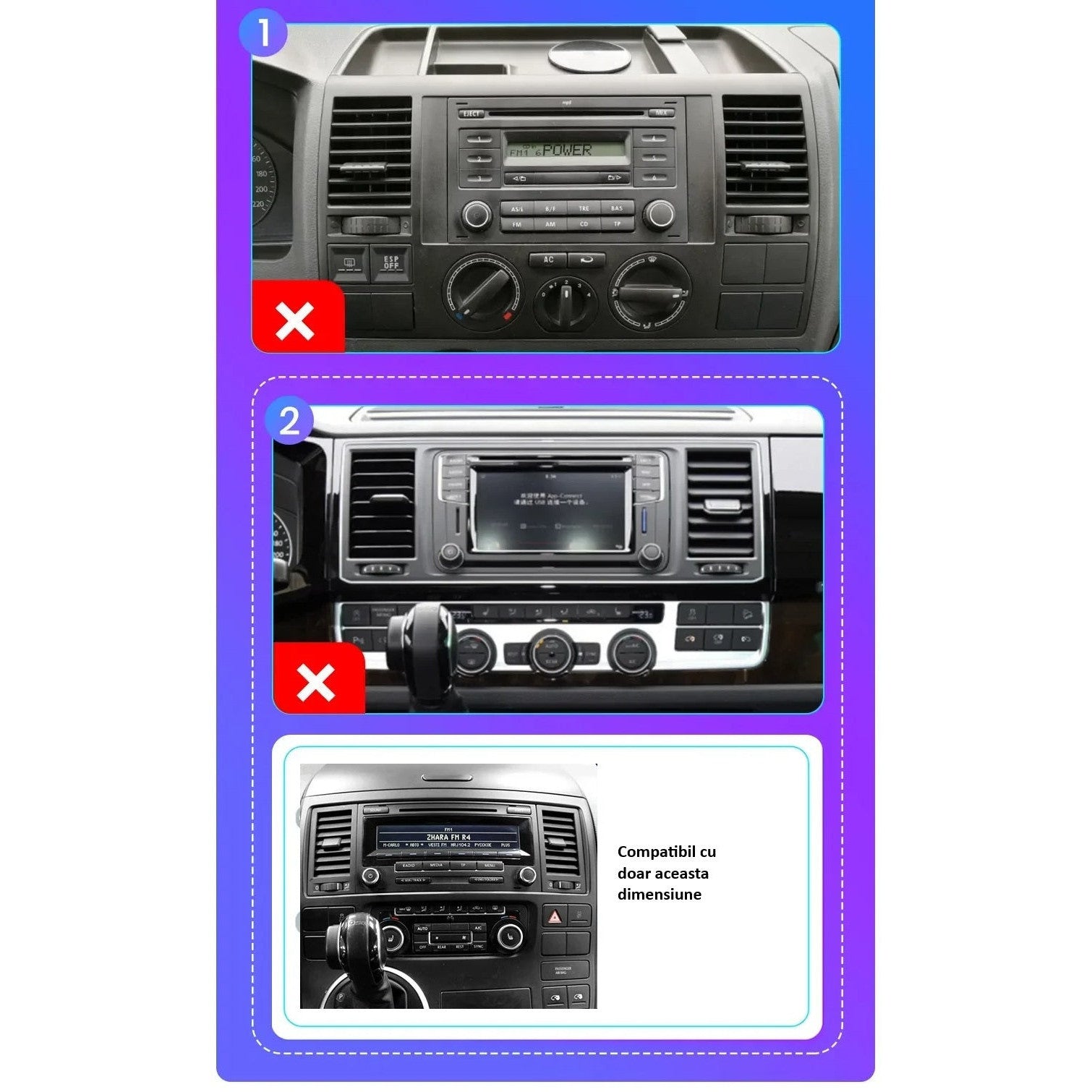 Navigatie Volkswagen Multivan, T5, Transporter (2008-2015) 1GB RAM 32GB, carplay android auto
