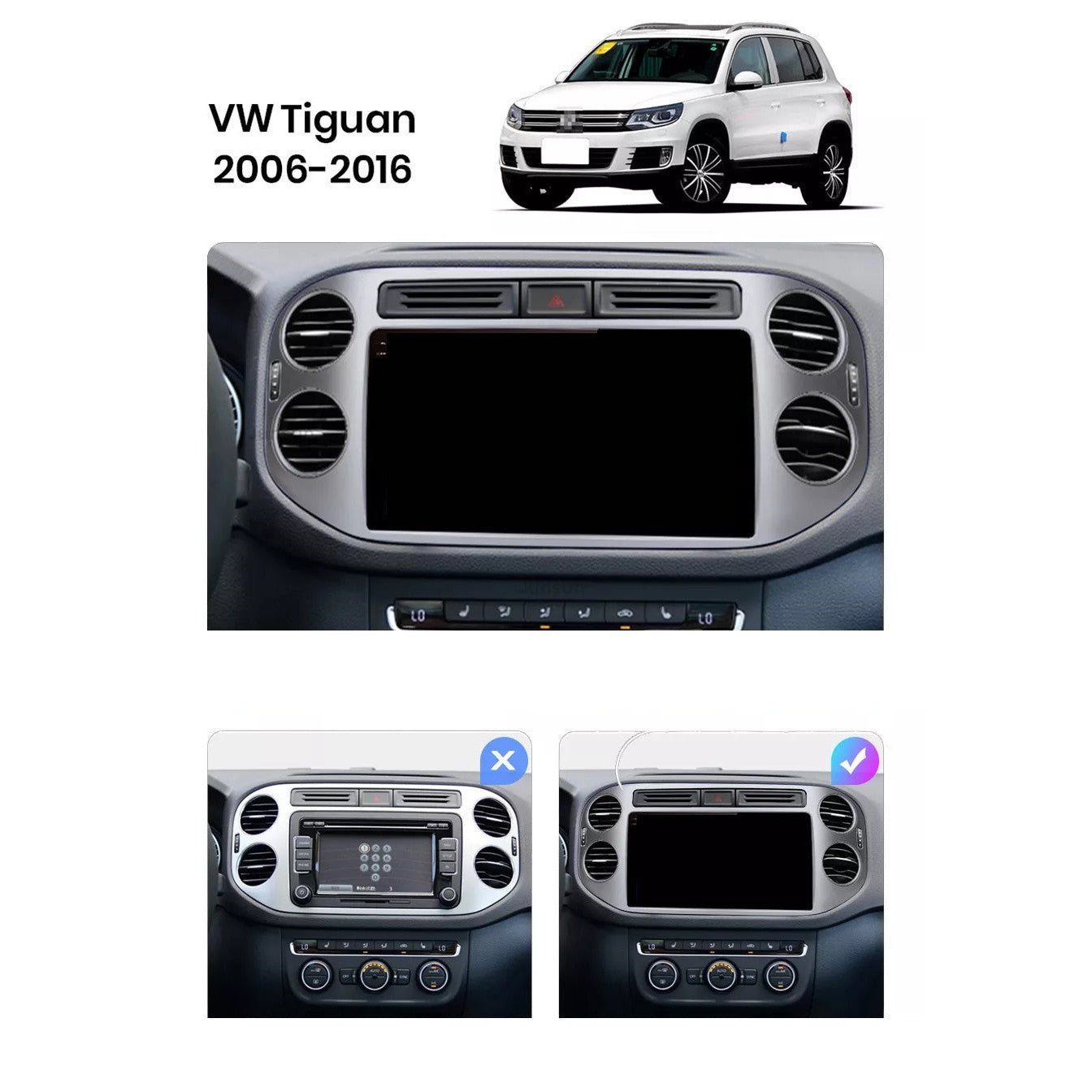 Navigatie Volkswagen Tiguan 2006-2016, Android 12, 1GB RAM 32GB, google maps, youtube, wifi, waze, bluetooth