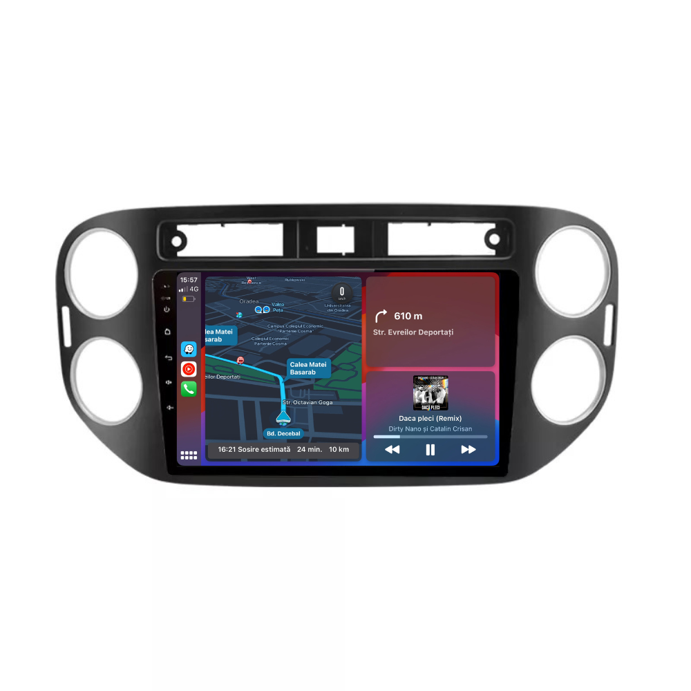 Navigatie Volkswagen Tiguan 2011-2016, Android 12, 1GB RAM 32GB, google maps, youtube, wifi, waze, bluetooth