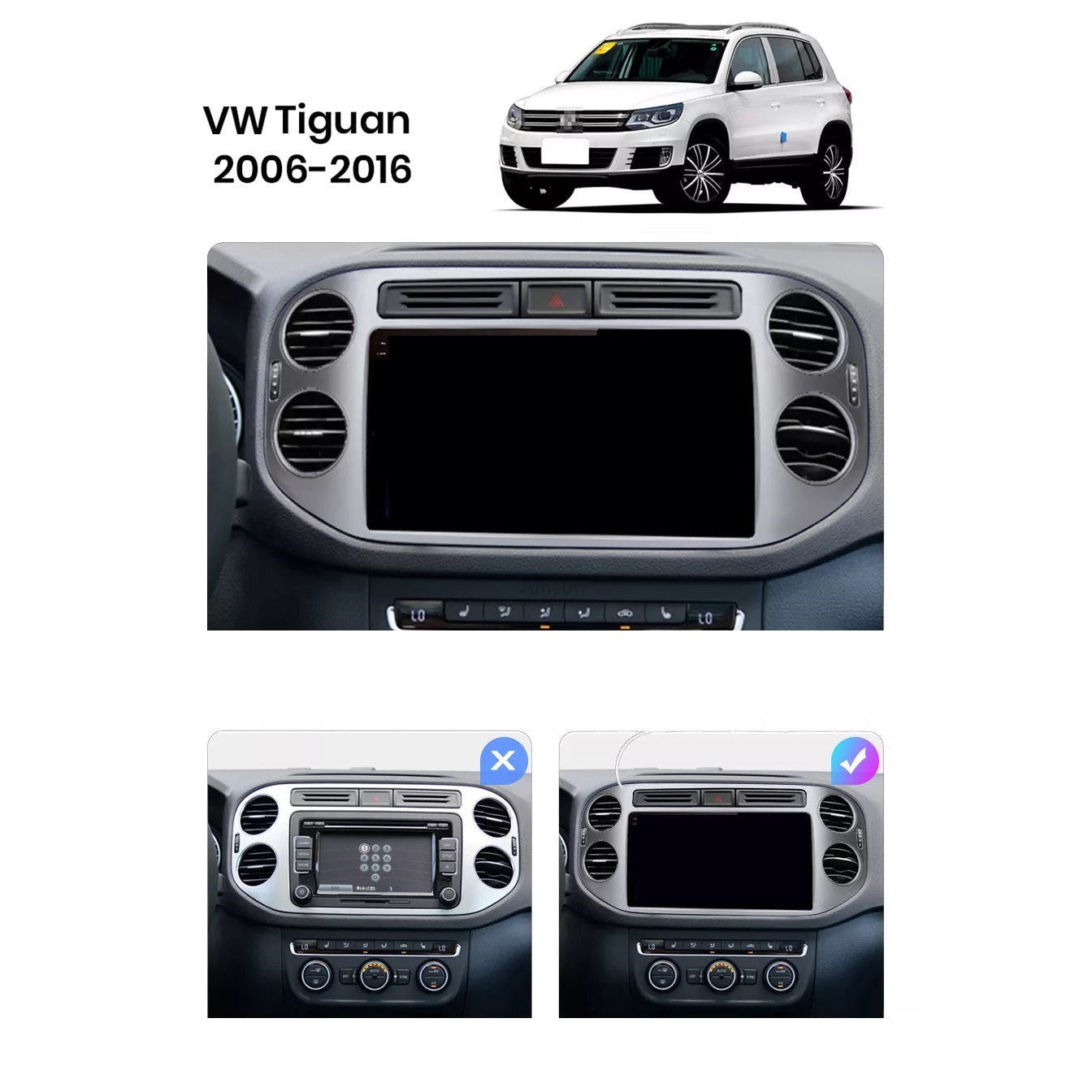 Navigatie Volkswagen Tiguan 2011-2016, Android 12, 1GB RAM 32GB, google maps, youtube, wifi, waze, bluetooth