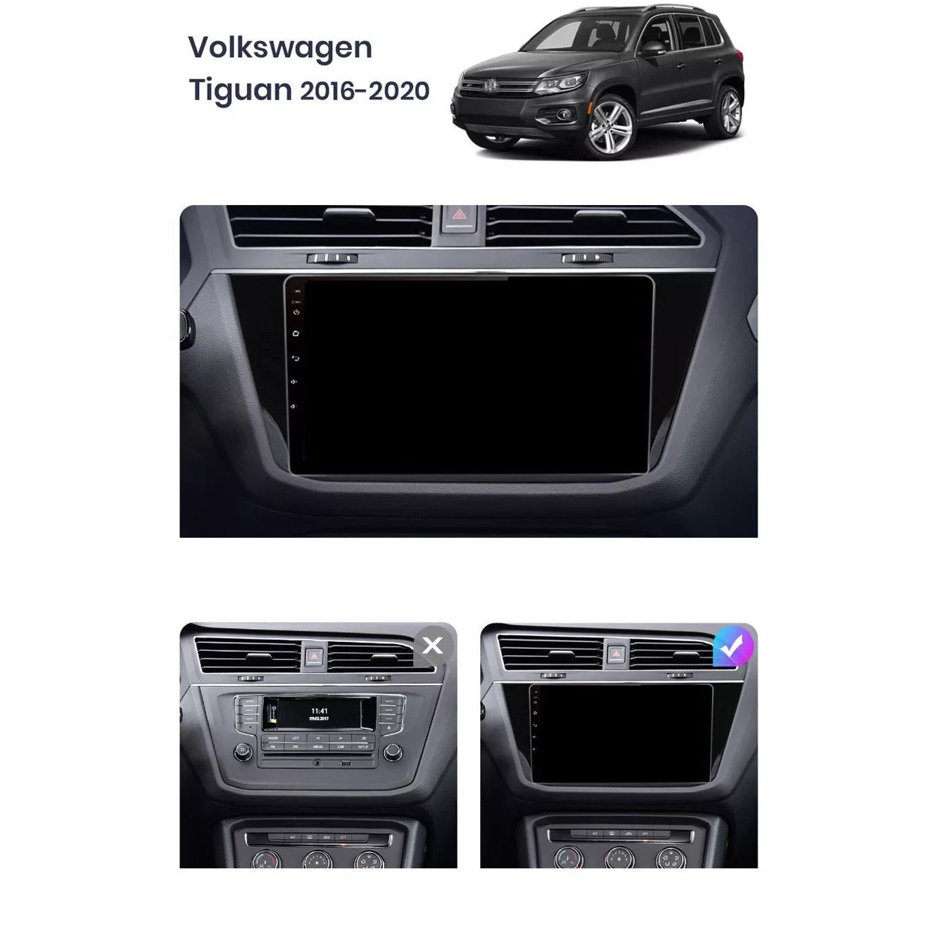 Navigatie Volkswagen Tiguan 2016-2020, android 12, 1GB RAM, 32GB wifi, waze, youtube, google maps, bluetooth