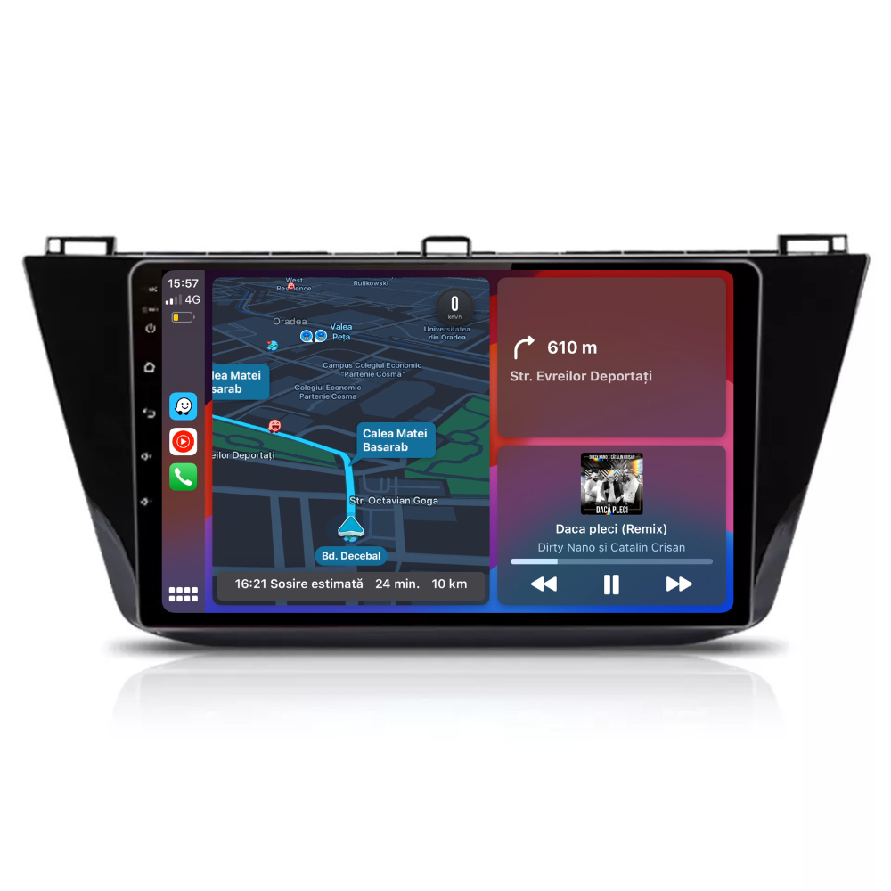 Navigatie Volkswagen Tiguan 2016-2020, android 12, 1GB RAM, 32GB wifi, waze, youtube, google maps, bluetooth