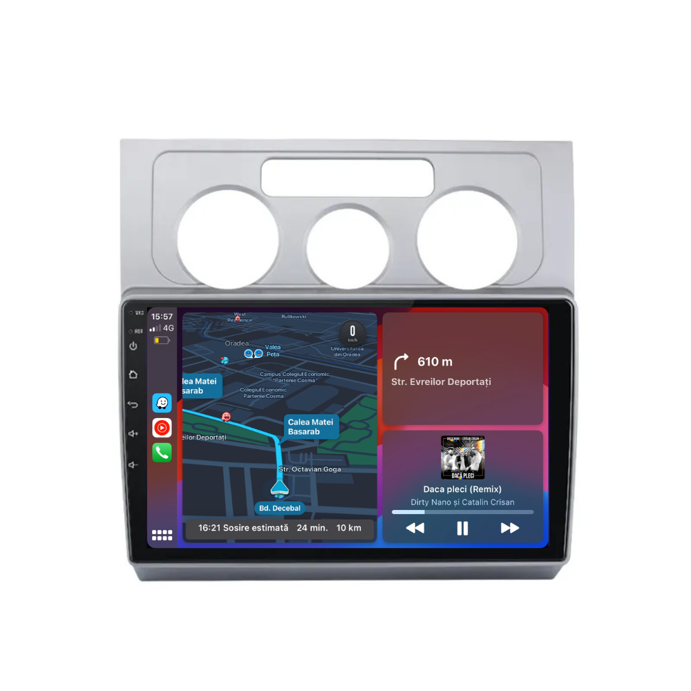 Navigatie Volkswagen Touran 2003-2010, Android 12, 1GB RAM 32GB,carplay / android auto, google maps, youtube, wifi, waze, bluetooth