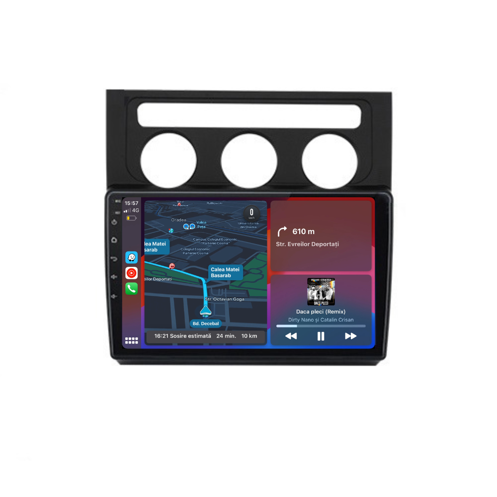 Navigatie Volkswagen Touran 2003-2010, Android 12, 1GB RAM 32GB, google maps, youtube, wifi, waze, bluetooth