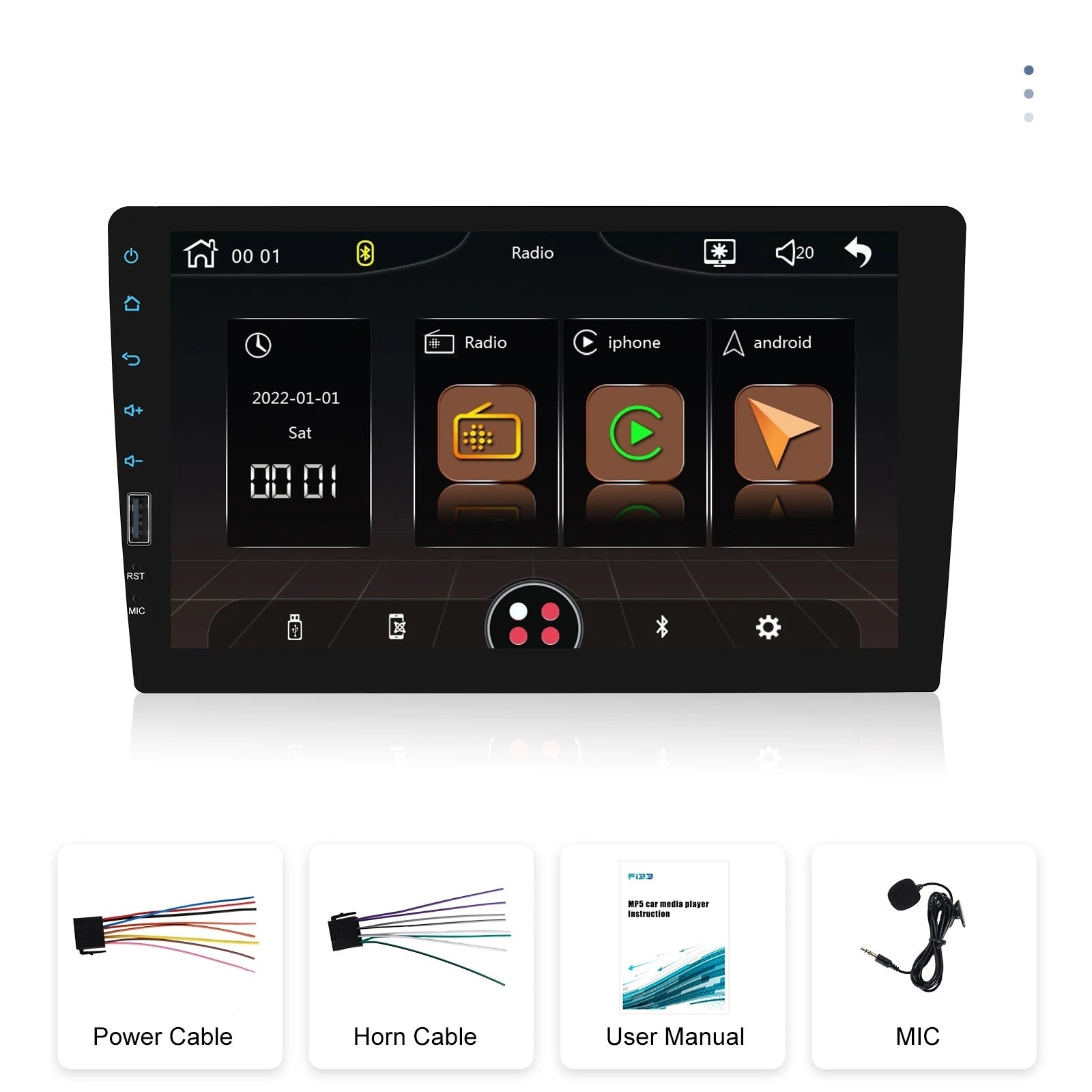 Radio Mp5 player 1DIN, ecran 9 inch, bluetooth, carplay / android auto