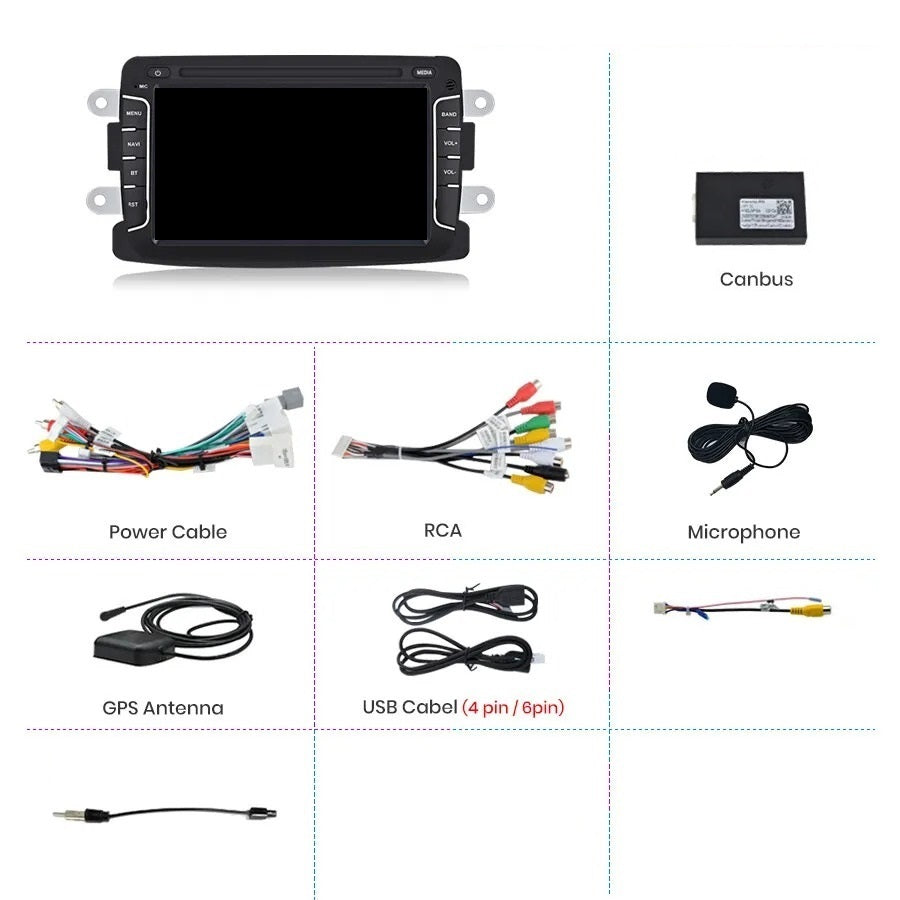 Navigatie Dacia Logan, Duster, Sandero, Dokker (2010-2020) 4GB RAM, Android 15, carplay / android auto