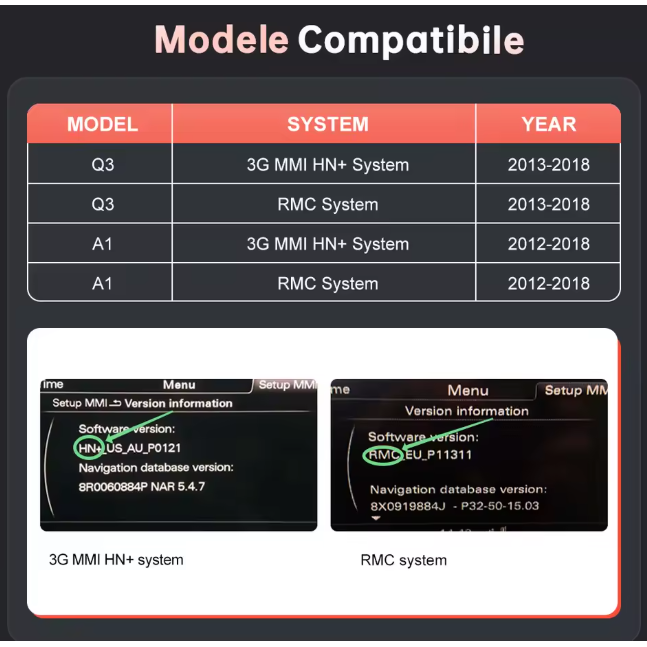 Navigatie Audi Q3 (2013-2018) Ecran 12.3 inch, 8GB 256GB, 8core