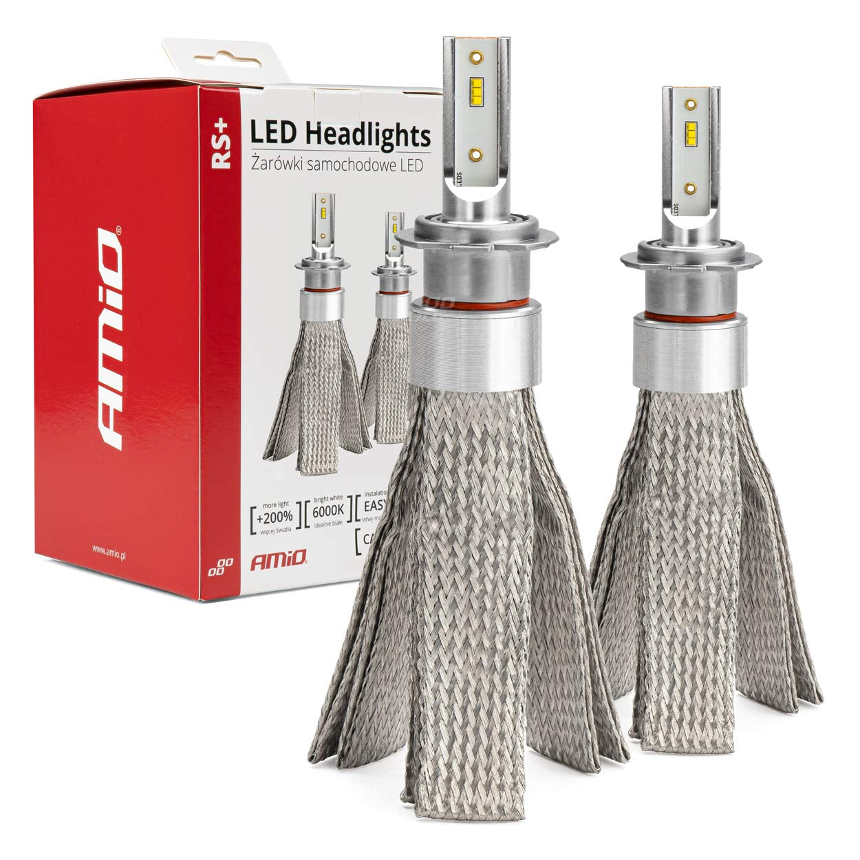 Set 2 becuri LED seria RS+, tip bec H7, 6000K 50W, CANBUS, 360 grade