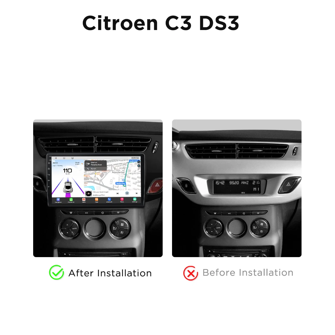 Navigatie Citroen DS3 (2009-2016), Ecran 9 inch, Carplay / Android auto, Youtube, Waze