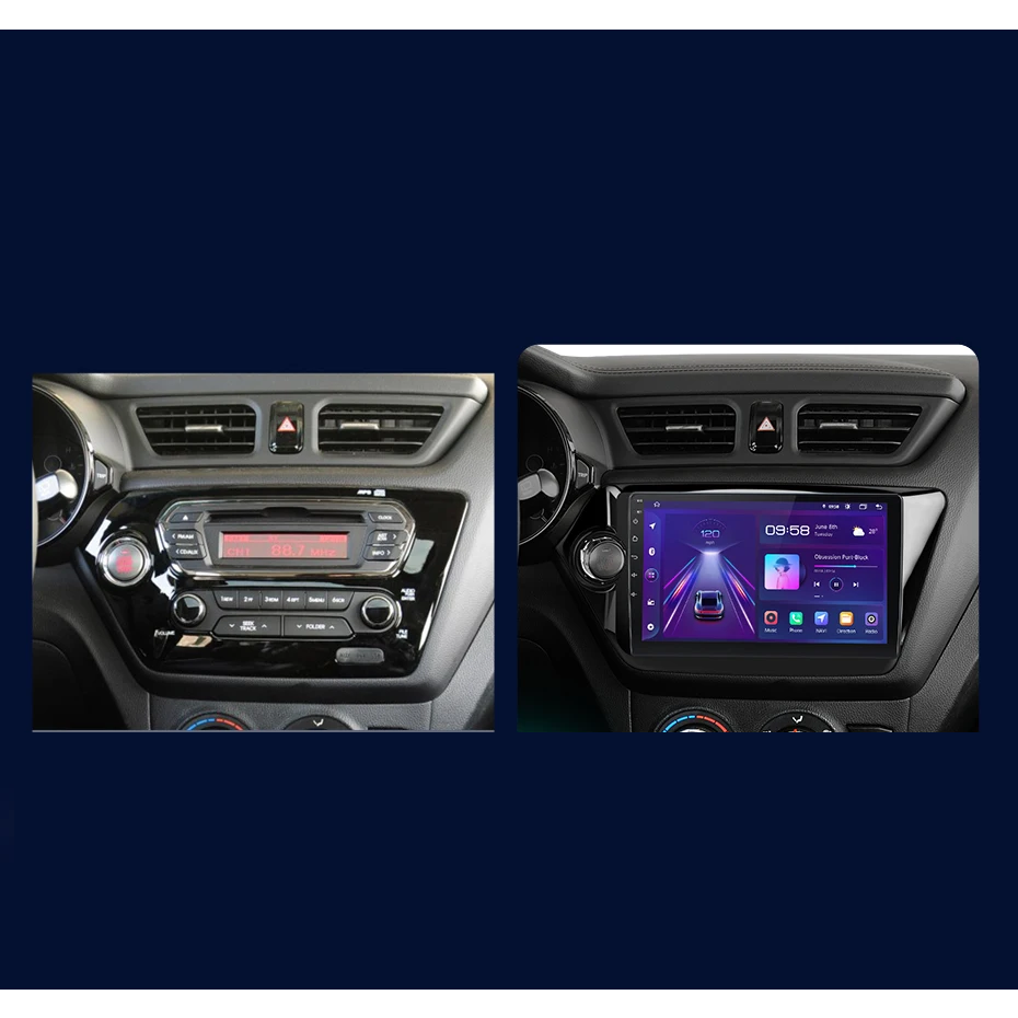 Navigatie Kia RIO K2 (2012-2017), Ecran 9 inch, Carplay / Android Auto, Youtube, Waze