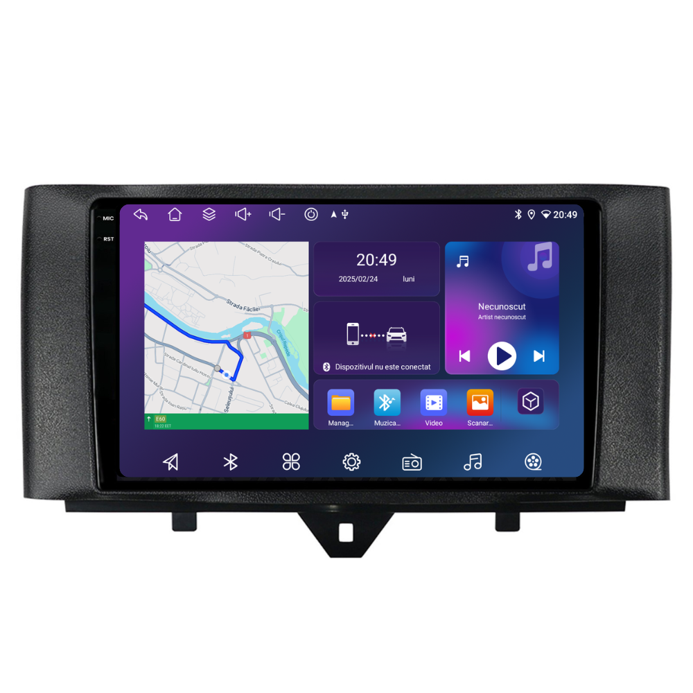 Navigatie Smart For Two / For Four (2010-2015), Android, Ecran 9", Carplay / Android auto