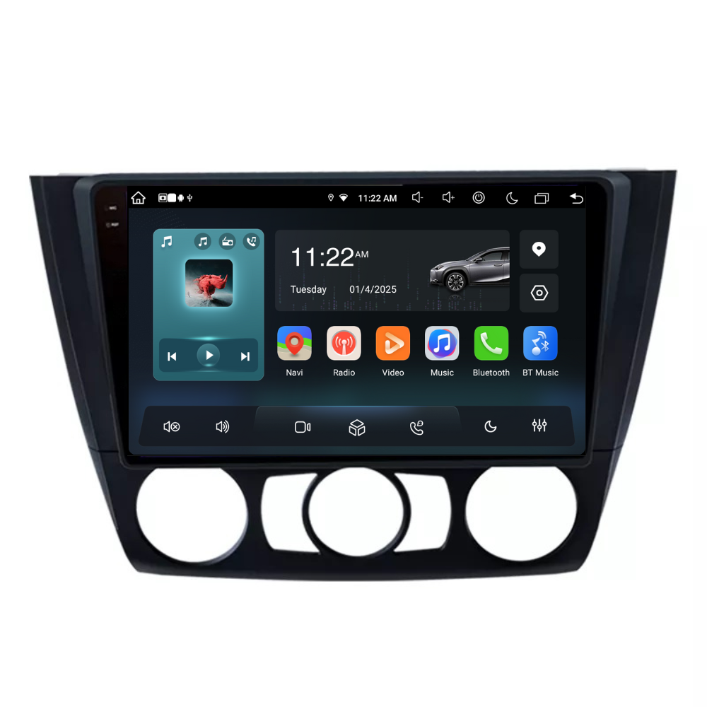 Navigatie Bmw Seria 1 E81 E82 E87 E88 (2003-2014), Android, Ecran 9", Carplay / Android auto, clima manuala