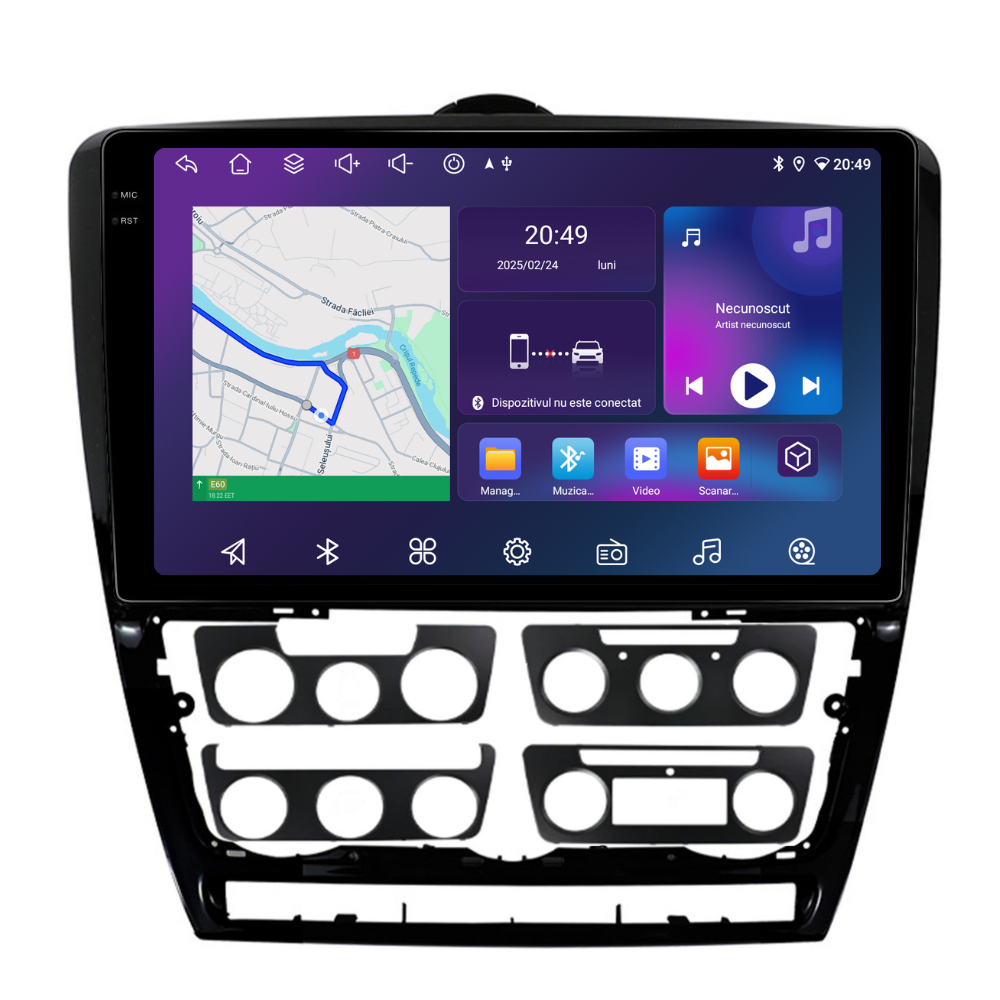 Navigatie Skoda Octavia 2 (2008-2013), Android, Ecran 10', Carplay / Android auto
