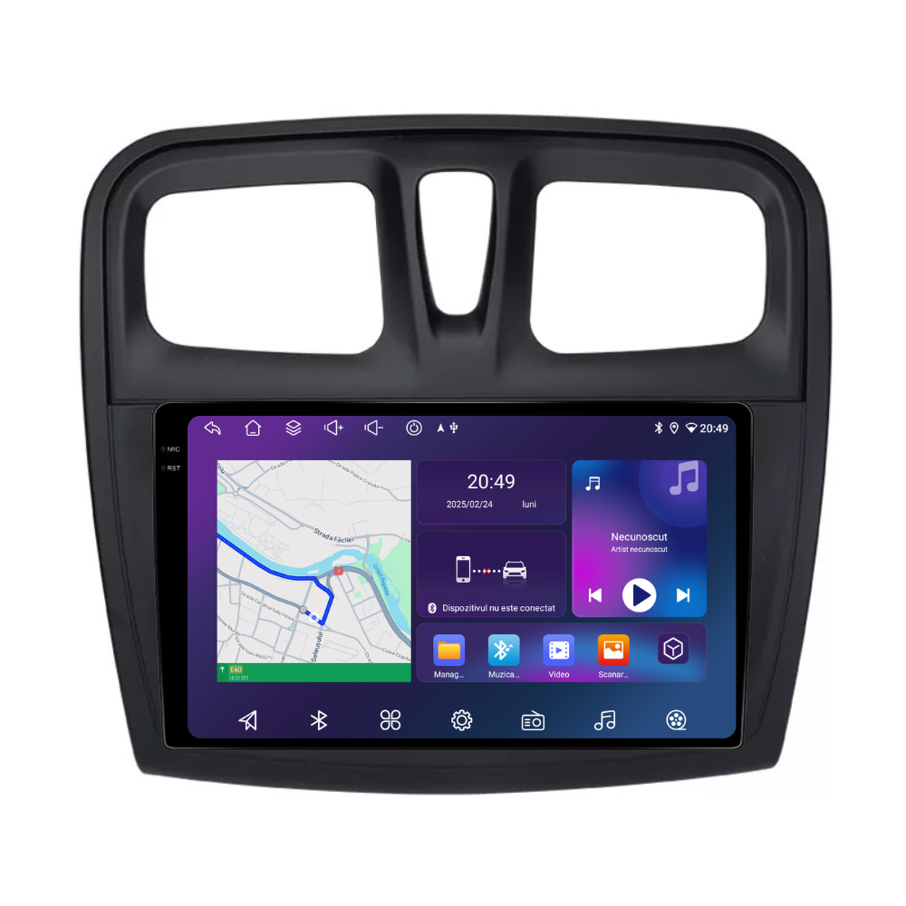 Navigatie Dacia Logan / Sandero 2 (2012-2019) Android, Ecran 9", Carplay / Android auto, model prestige