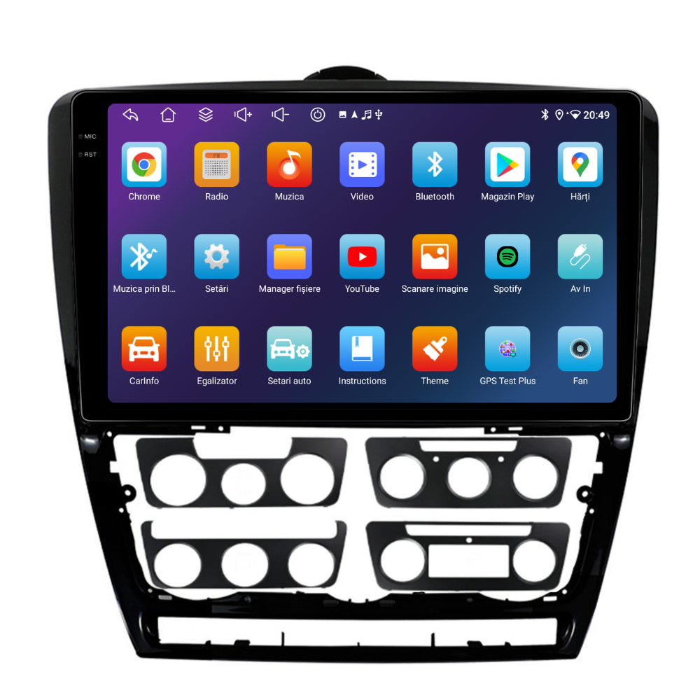 Navigatie Skoda Octavia 2 (2008-2013), Android, Ecran 10', Carplay / Android auto